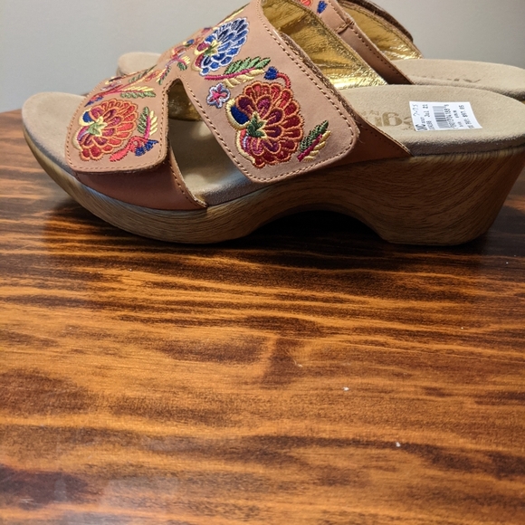 Alegria Floral Embroidered Sandals - Tan and Multicolor - Picture 4 of 7
